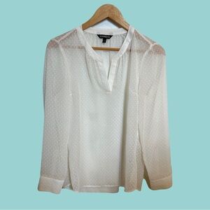 Express Sheer White Polka-Dot Blouse